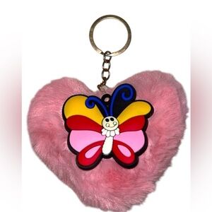 YOU PICK Heart Keychain with Butterfly Charm